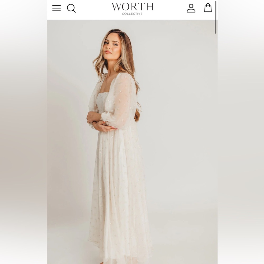 Worth Collective Mona Maxi Dress with Smocking in Butter Floral Size Medium - Picture 7 of 16